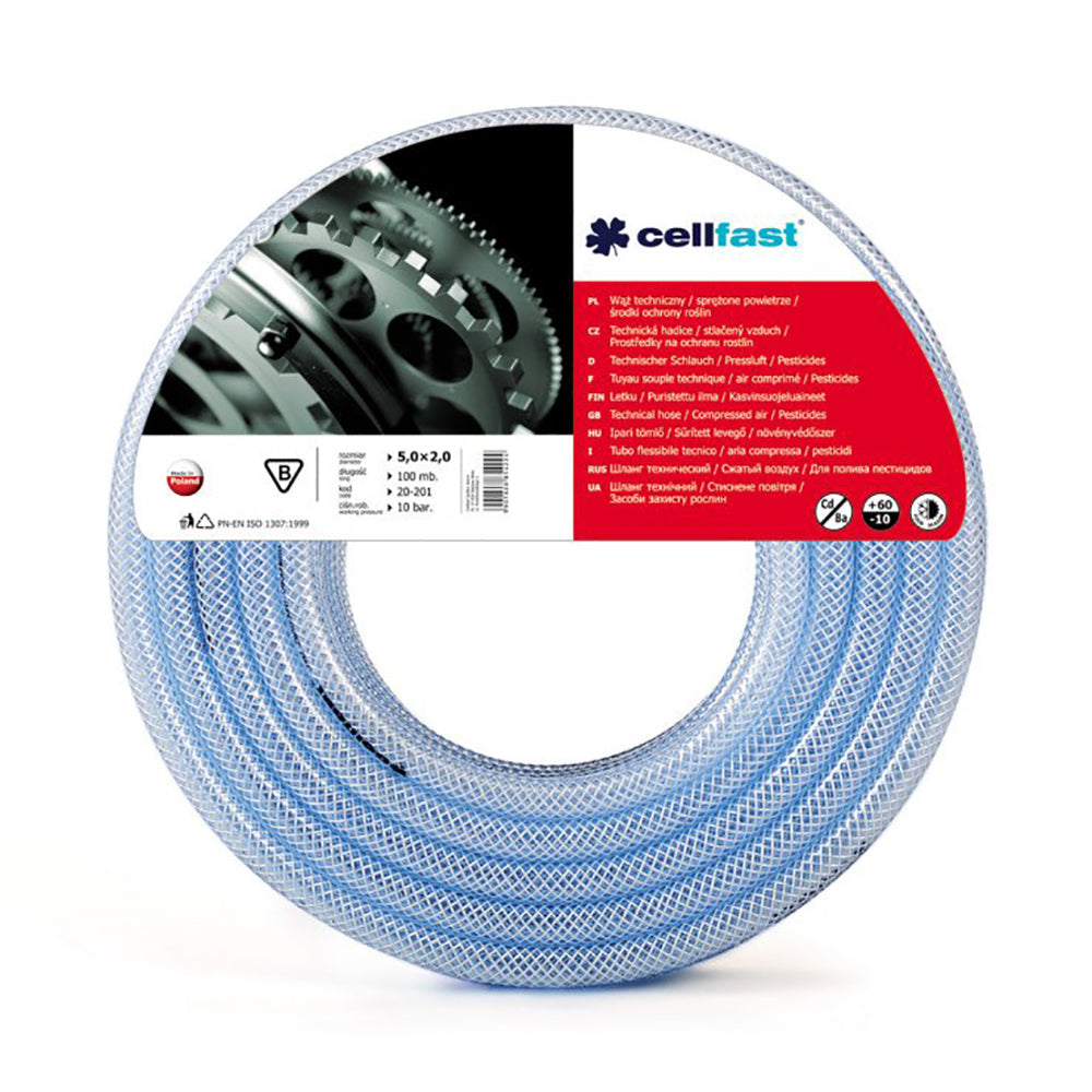 CELLFAST CEV TEHNIČNA PVC cev za rastline, pesticide, zrak. 14mm/3mm/50m