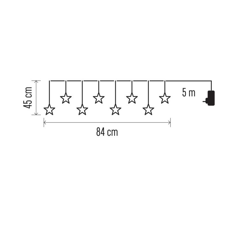 LED zavesa - zvezde, 45 x 84, zunanji in notranji, topla bela